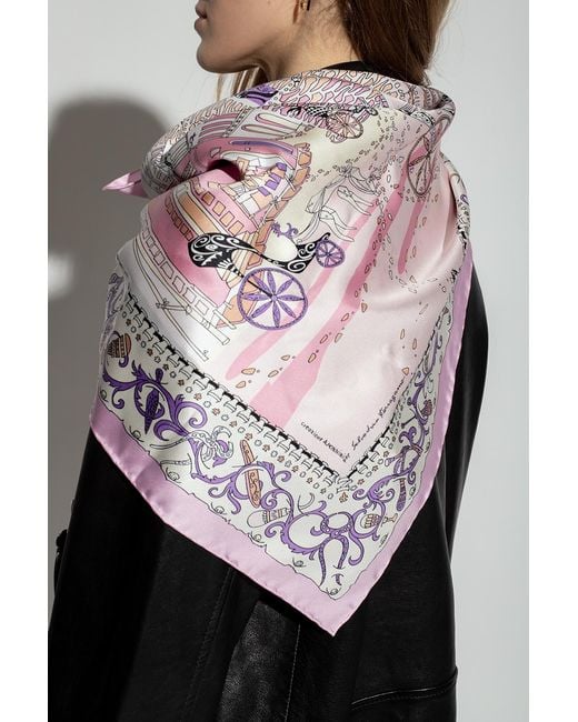 Ferragamo White Ferragamo Palazzo Printed Scarf