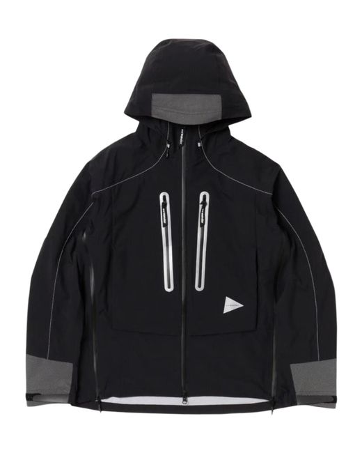 And Wander Black Hooded Casual Jacket for men