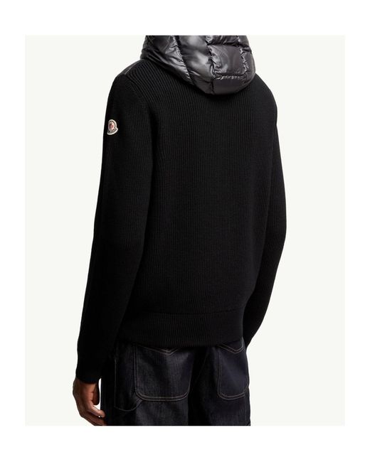 Moncler Black Shiny Padded Zip-Up Cardigan for men