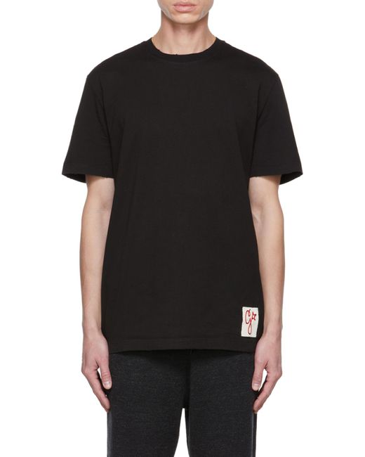Golden Goose Deluxe Brand Black Logo Embroidered Crewneck T-Shirt for men