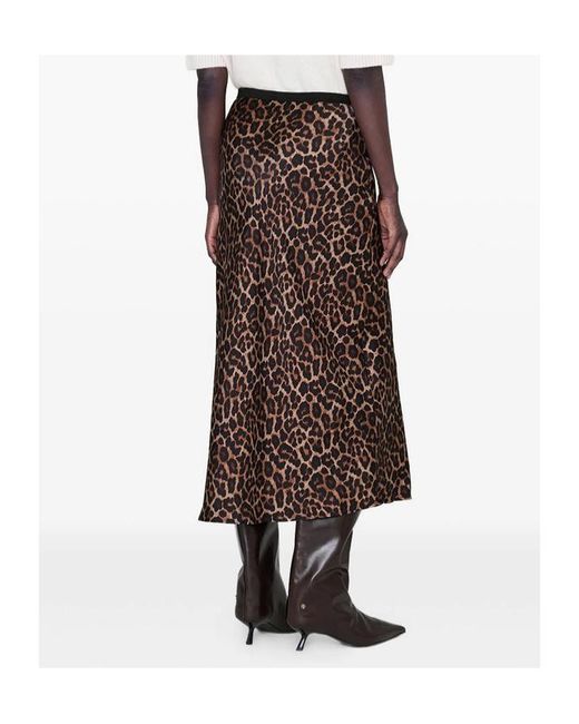 Anine Bing Brown Leopard-Printed Midi Skirt