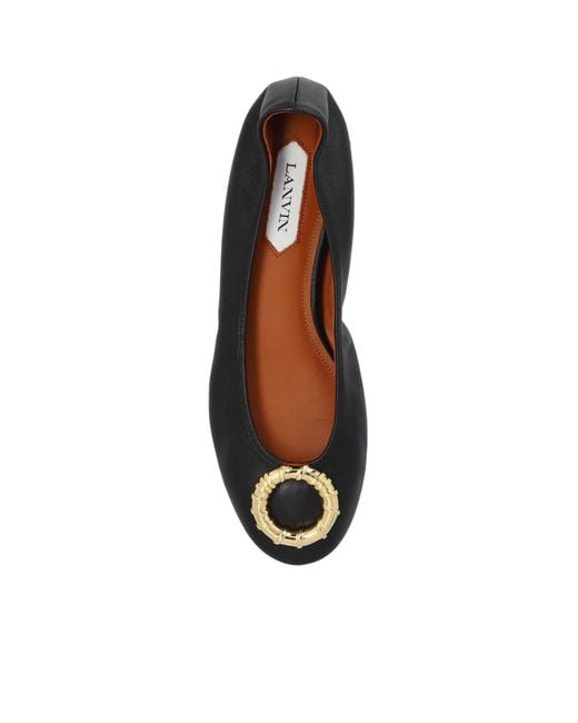 Lanvin Black Round Toe Slip-On Ballerina Shoes