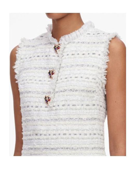 Self-Portrait White Boucle Sleeveless Mini Dress