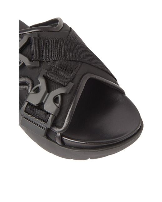 Bottega Veneta Black Snap Slides
