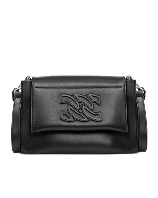Casadei Black Logo Embossed Shoulder Bag