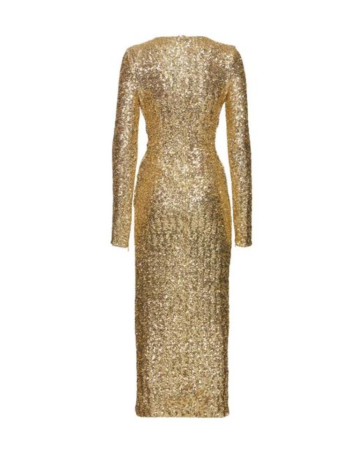 Michael Kors Natural Sequined Pendant Mid-Length Dress