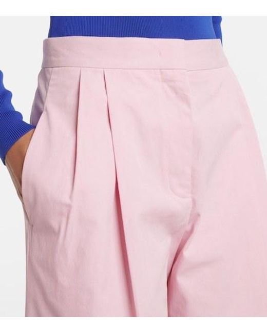 Jil Sander Pink Pleated Cotton Wide-Leg Pants