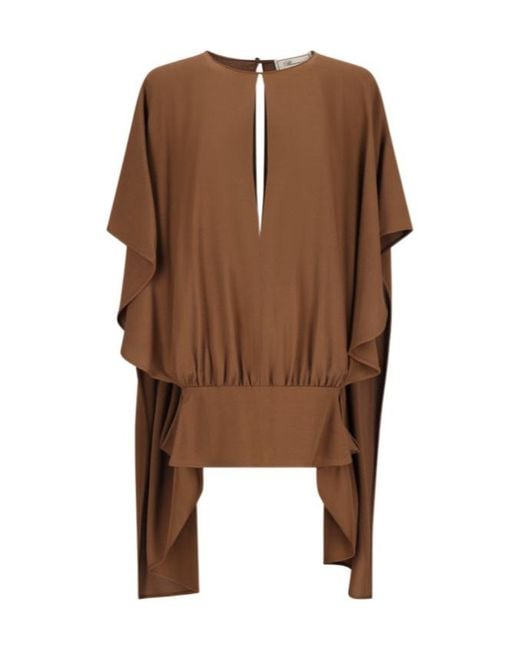Blumarine Brown Draped Keyhole Top
