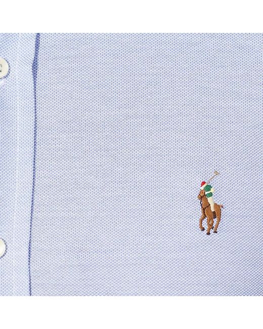Armani Collezioni Blue Embroidered Logo Shirt for men