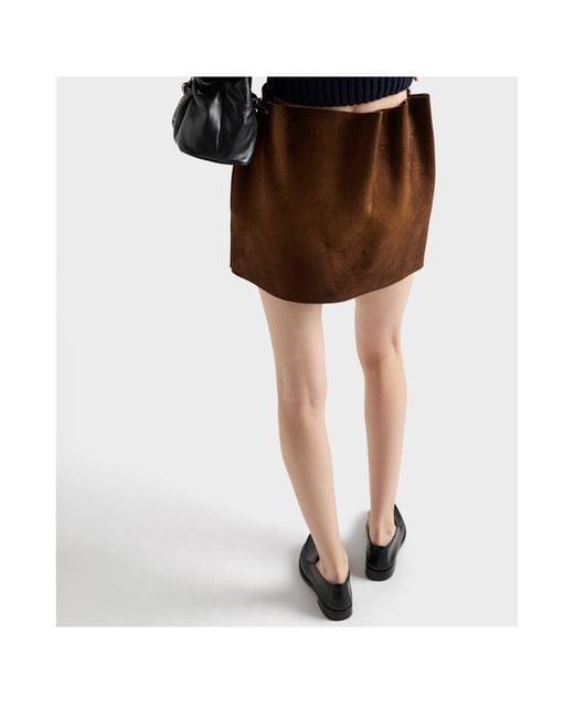 Prada Brown Elasticated-Waistband Mini Skirt