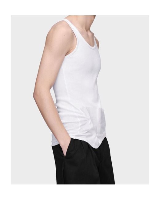Maison Margiela White Asymmetric Hem Tank Top for men