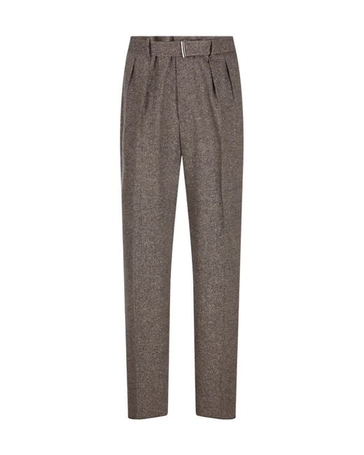 Tagliatore Gray Pleated Belted Trousers for men