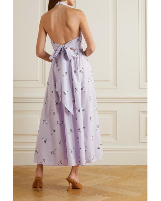 Erdem Purple Selene Embroidered Dress
