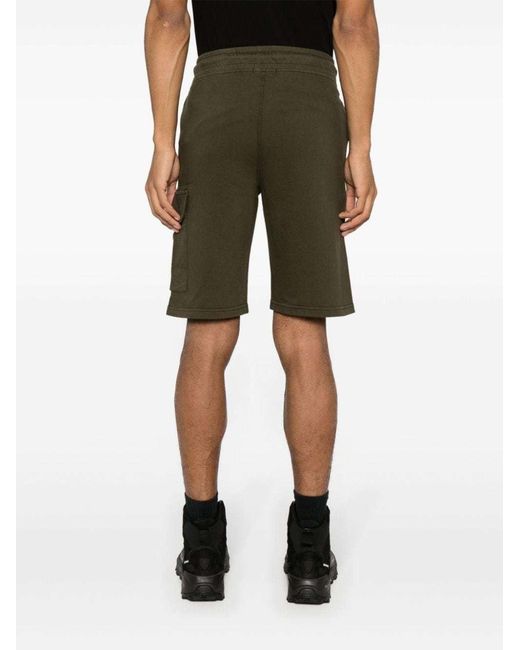 C P Company Green Lens-Detailed Cotton Shorts for men