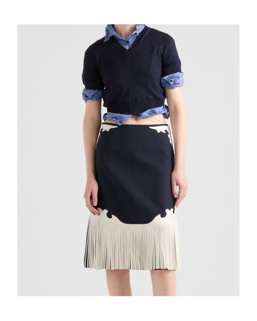 Prada Blue V-Neck Knitted Top