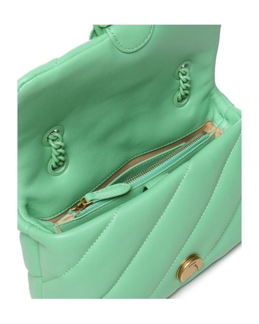 Pinko Green Love Bird Quilted Crossbody Bag
