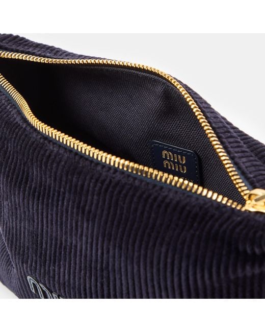 Miu Miu Blue Corduroy Mini Hobo Bag