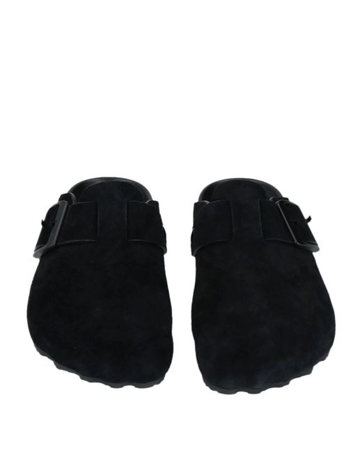 Balenciaga Black Suede Mules With Round Toe