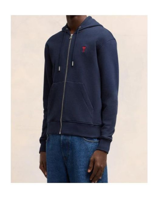 AMI Blue Ami De Coeur Zipped Hoodie for men