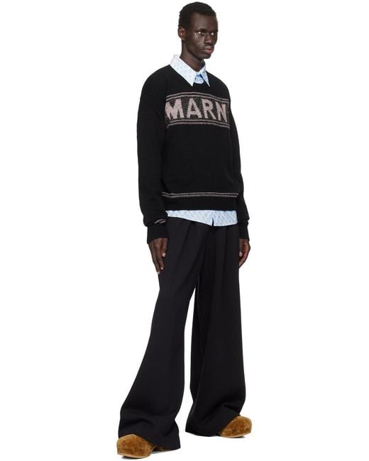 Marni Black Logo Patch Crewneck Jumper for men