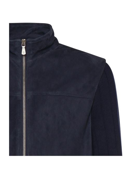 Eleventy Blue Panelled Zip-Up Jacket for men