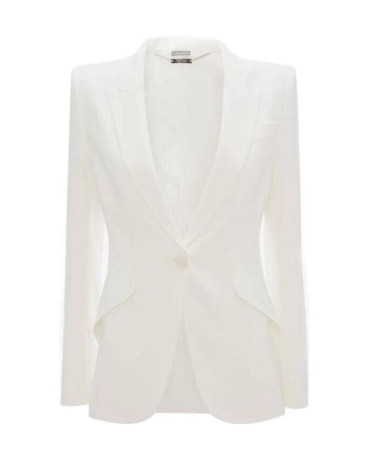 Alexander McQueen White Single Breasted Tailored Blazer