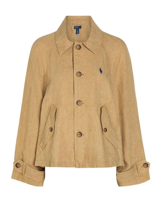 Polo Ralph Lauren Natural Logo-Embroidered Linen Oveshirt