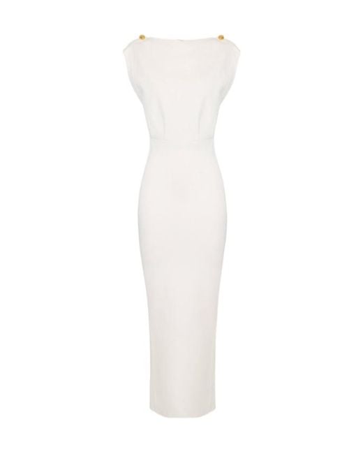 Elisabetta Franchi White Carpet Full Milano Stitch Knitted Dress
