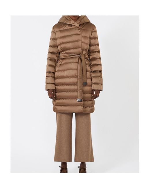 Max Mara Brown The Cube Novef Quilted Down Coat