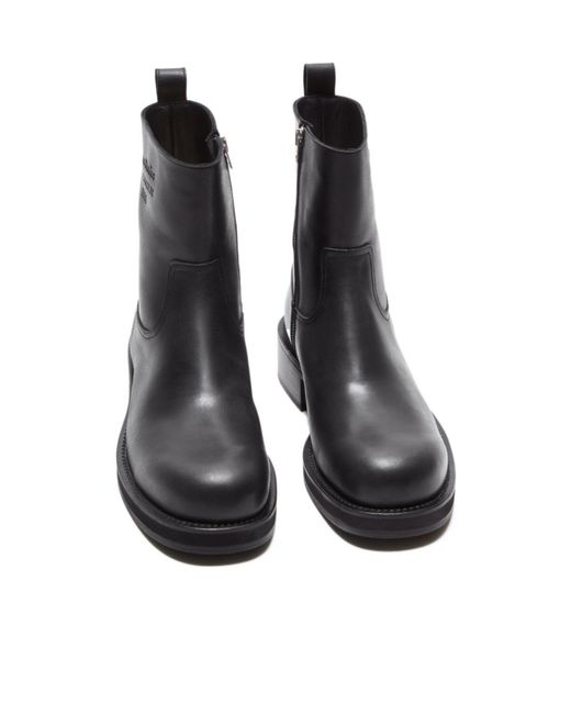 Acne Black Leather Waxed Boots for men