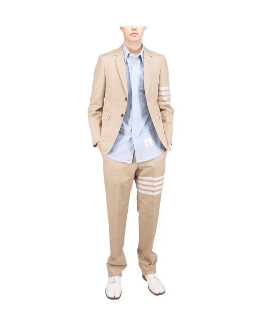 Thom Browne Natural Stripe-Print Cotton Straight-Leg Trousers for men
