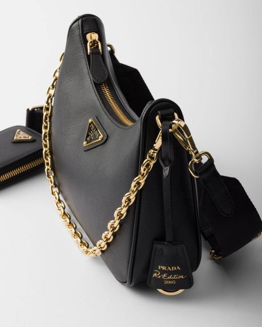 Prada Black Re-Edition 2005 Zipped Shoulder Bag