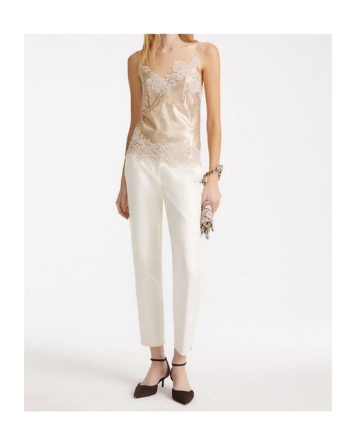 Marella White Casual Trousers With Belt Loops