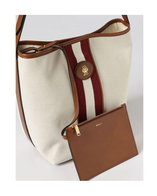 Bally White Sign Stripe Shoulder Bag