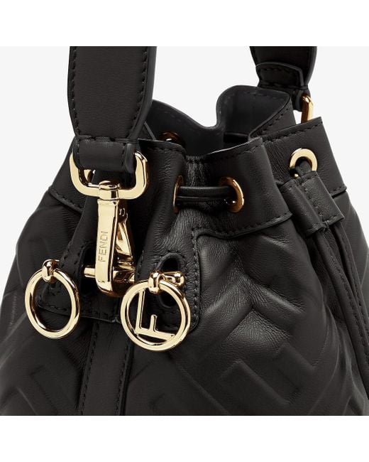 Fendi Black Mon Tresor Ff-Motif Bucket Bag