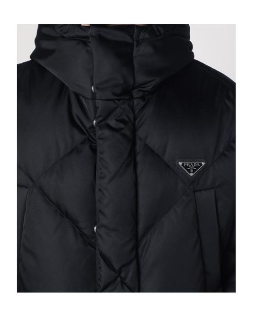 Prada Black Hooded Quilted Jacket for men
