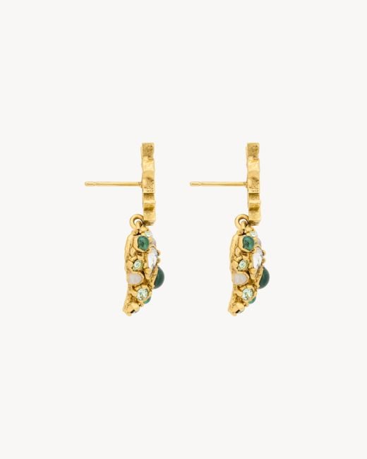 Saint Laurent Metallic Cassandre Heart Earrings