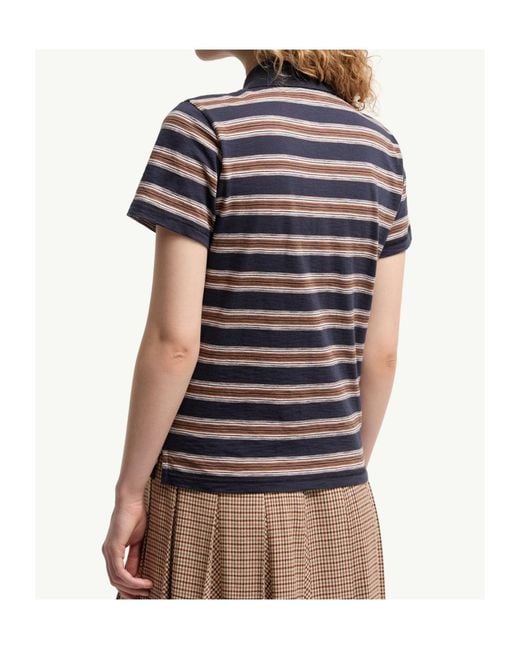 Moncler Blue Striped Polo Shirt