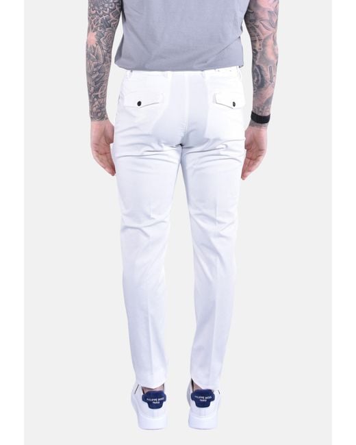 Eleventy White Pleated Slim-Fit Pants for men