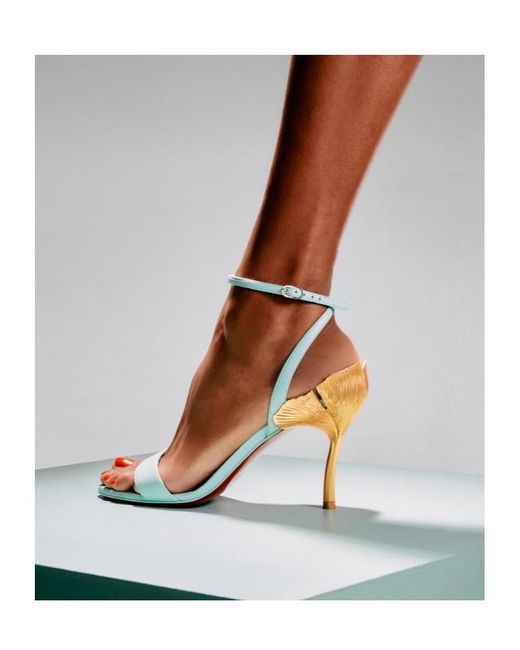 Christian Louboutin Heel Detailed Sandals in White | Lyst
