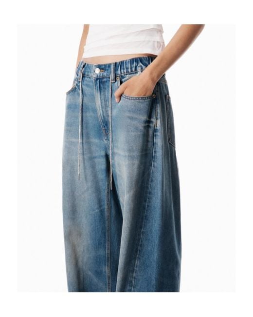 Alexander Wang Blue Drawstring Straight-Leg Jeans