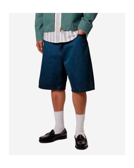 Carhartt Blue Logo Patch Denim Shorts for men
