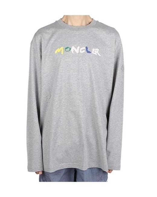Moncler Gray Crew Neck Long-Sleeved T-Shirt for men