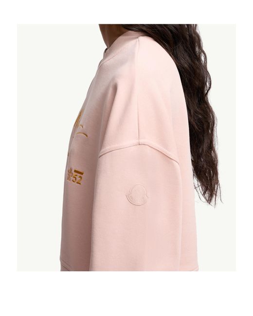 Moncler Pink Logo-Embroidered Crewneck Sweatshirt