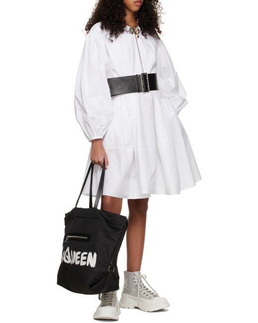 McQueen Black Logo Printed The Bundle Tote Bag