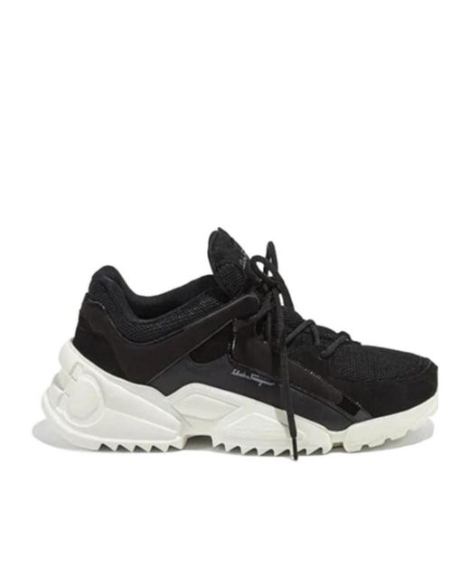 Ferragamo Black Strap-Up Casual Sneakers