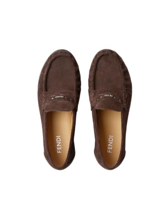 Fendi Brown Scrunch Loafers for men