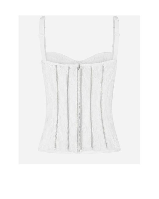 Dolce & Gabbana White Lace Lingerie Bustier