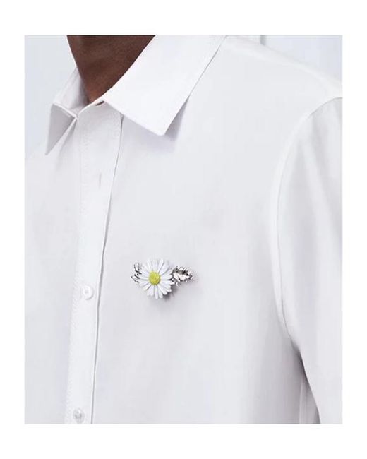 Dior White Charms Daisy Brooch for men