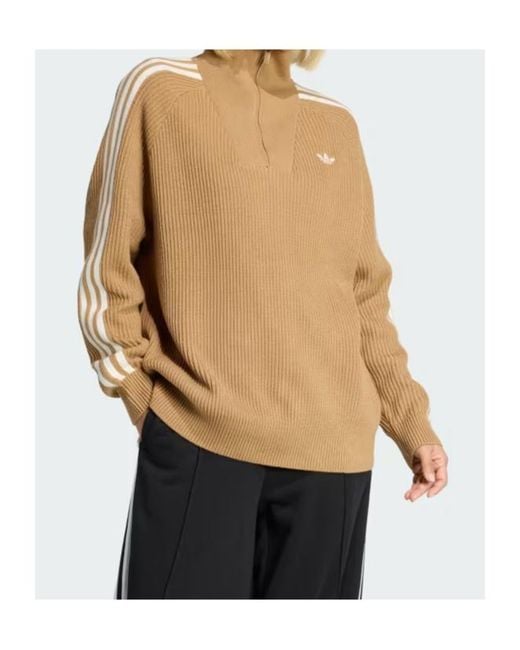 Adidas Originals Natural Funnel Neck Quarter Zip Sweatshirt